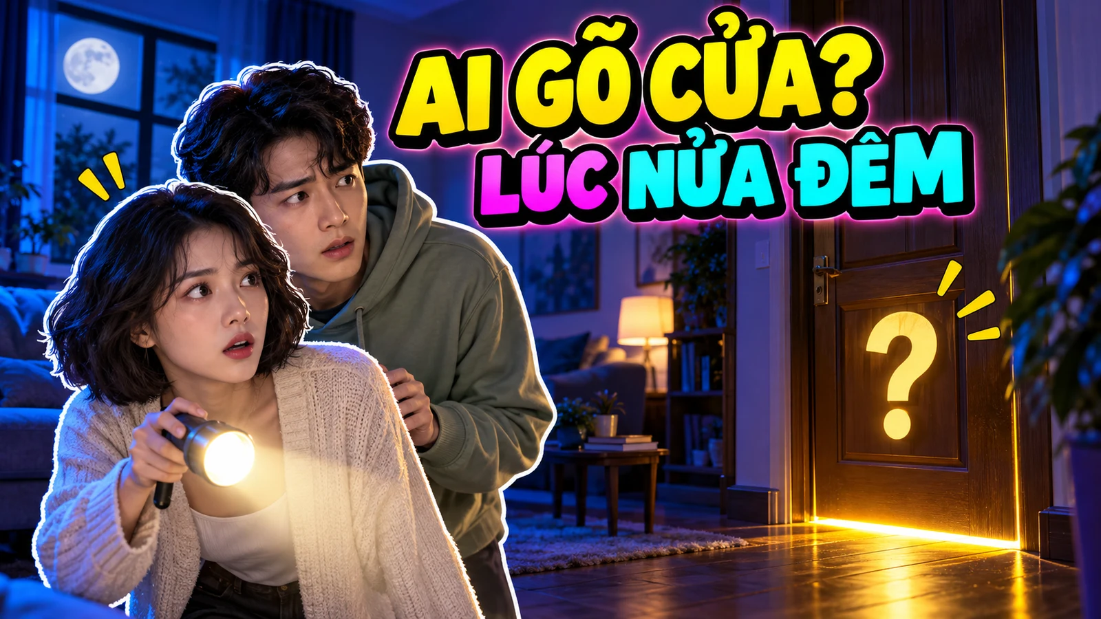 Vlog / Tiếng gõ cửa nửa đêm — mẫu ý tưởng tạo mới bằng AI